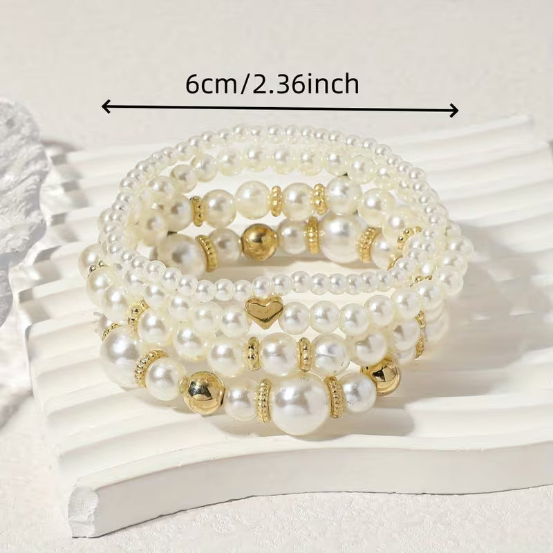 Elegant Pearl Stacking Bracelet Set