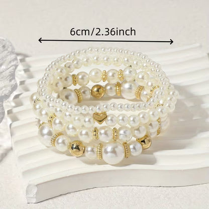 Elegant Pearl Stacking Bracelet Set