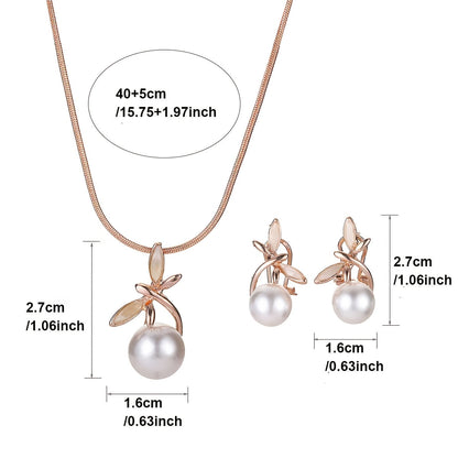 Elegant Rose Gold Dragonfly Pearl Set