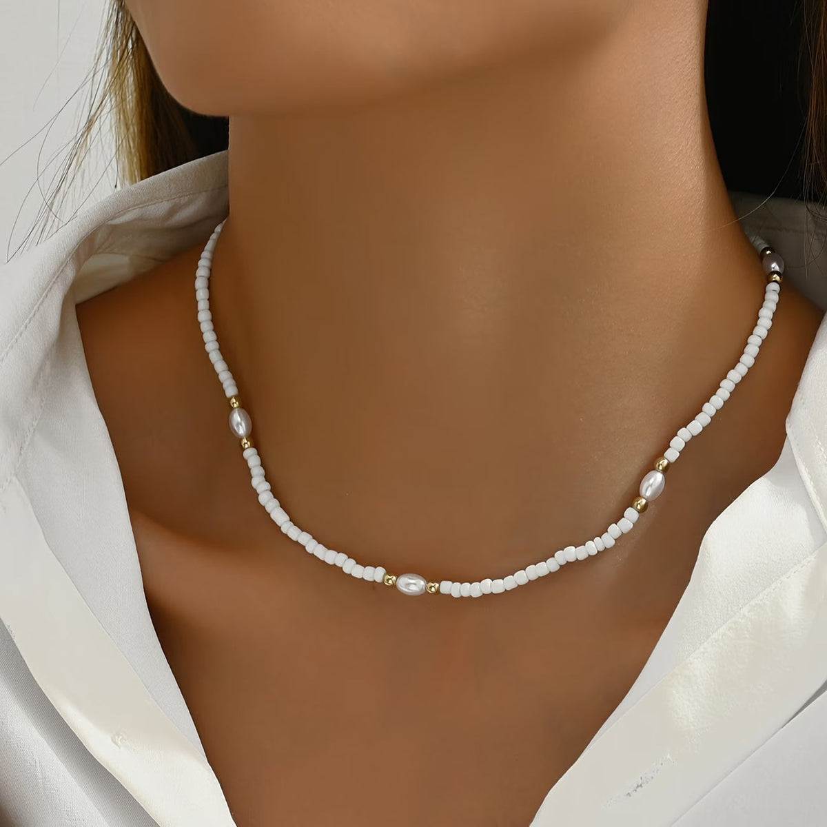 Elegant Pearl Beaded Necklace