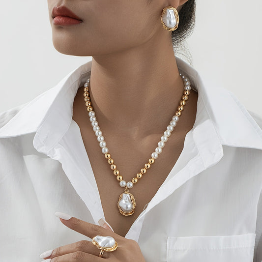 Sophisticated Golden Baroque Pearl Set