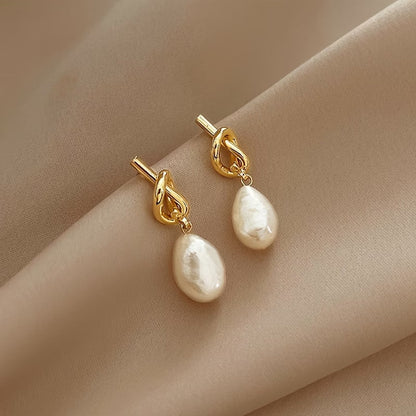 Elegant Knotted Pearl Earrings