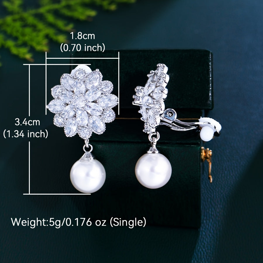 Elegant Pearl Blossom Clip Earrings