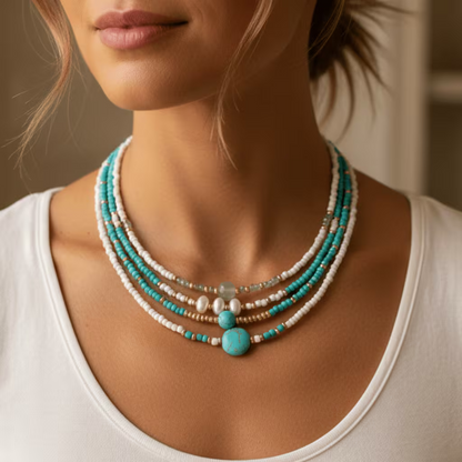 Sophisticated Pearl and Turquoise Bracelet Set