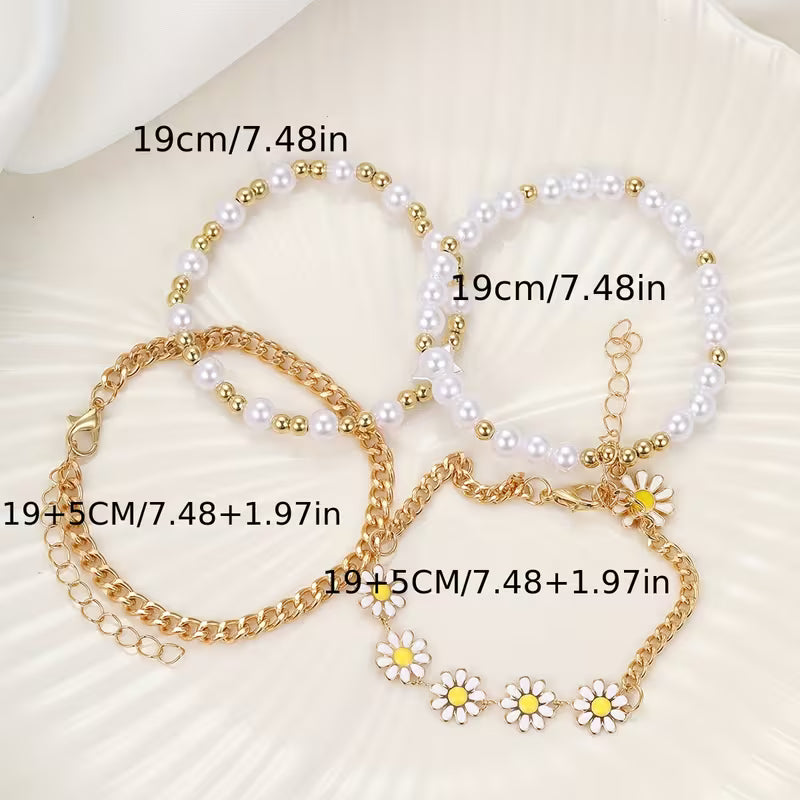 Elegant Pearl Layered Bracelet Set