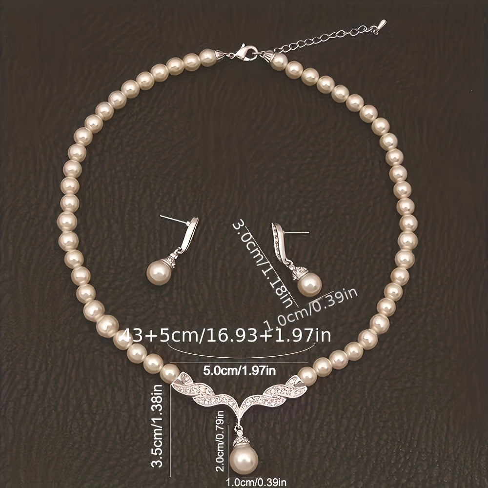 Elegant Pearl Leaf Jewelry Set