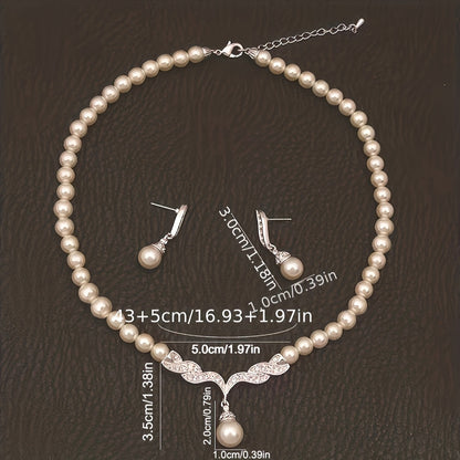 Elegant Pearl Leaf Jewelry Set