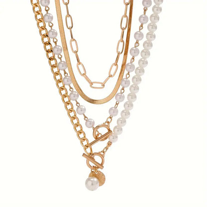 Elegant Layered Pearl Necklace Set