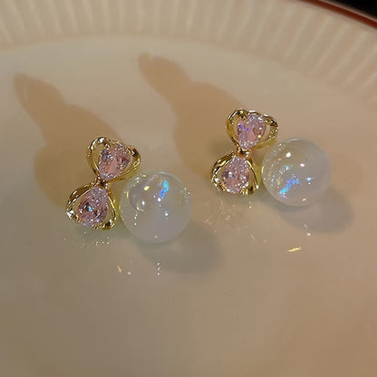 Elegant Rosé Sapphire Pearl Earrings