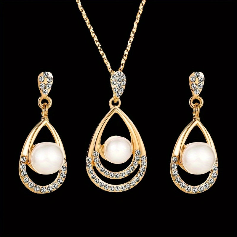 Elegant Pearl Drop Jewelry Set