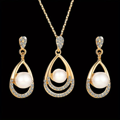 Elegant Pearl Drop Jewelry Set