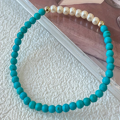 Elegant Turquoise Pearl Bracelet