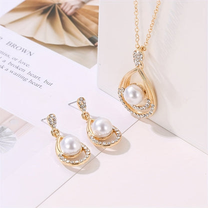 Elegant Pearl Drop Jewelry Set