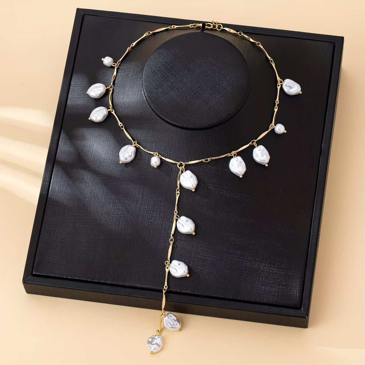 Elegant Pearl Waterfall Necklace