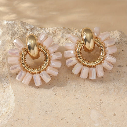 Elegant Pearl Beaded Fan Earrings