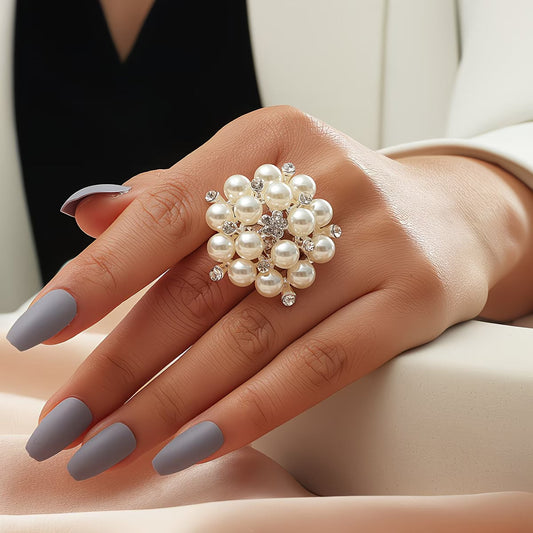 Elegant Triple Pearl Gold Ring