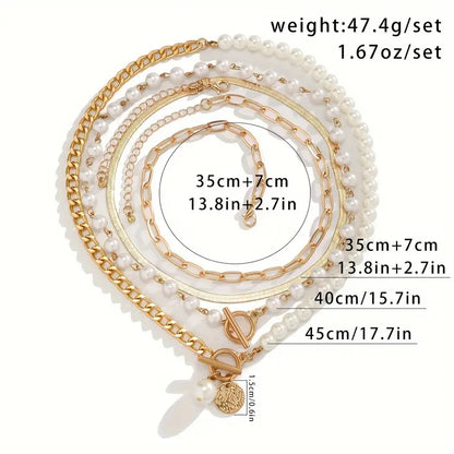 Elegant Layered Pearl Necklace Set