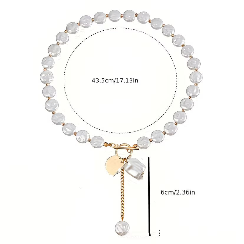 Elegant Baroque Pearl Toggle Necklace