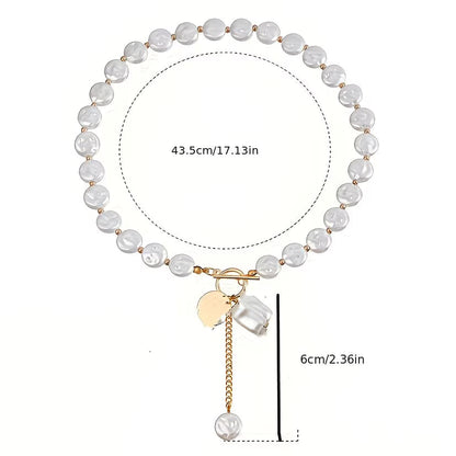 Elegant Baroque Pearl Toggle Necklace