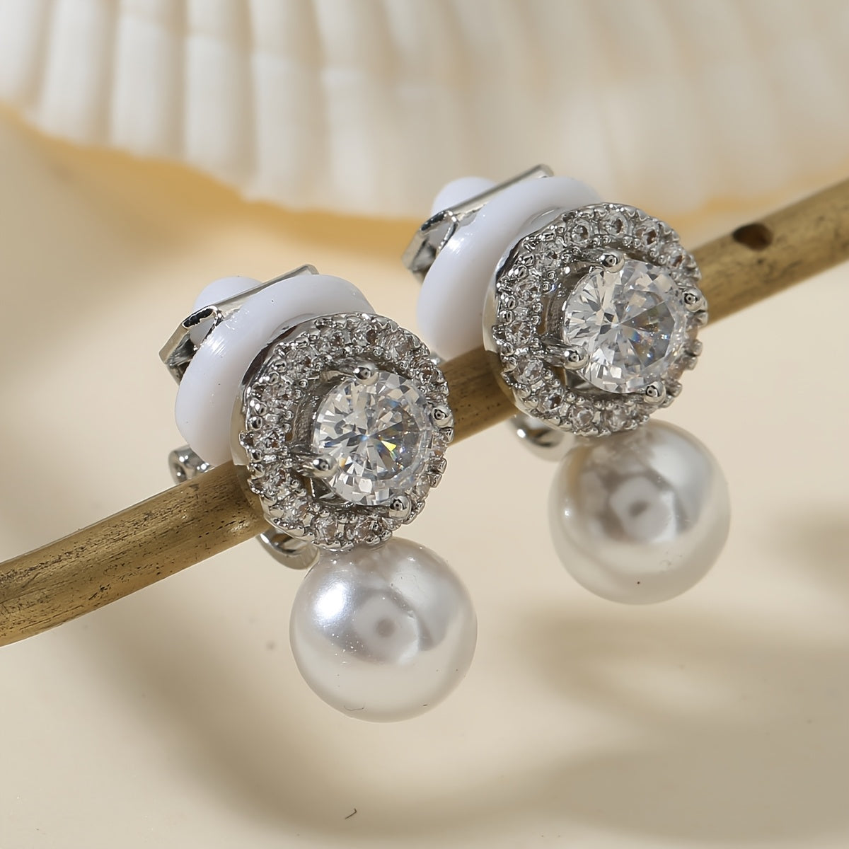 Elegant Pearl Halo Clip Earrings
