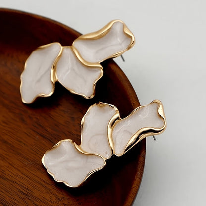 Elegant Pearl Flower Petal Earrings