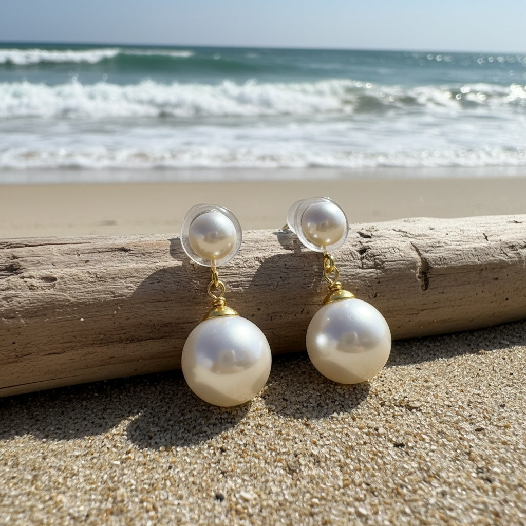 Elegant Gold Spiral Pearl Earrings