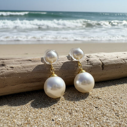 Elegant Gold Spiral Pearl Earrings