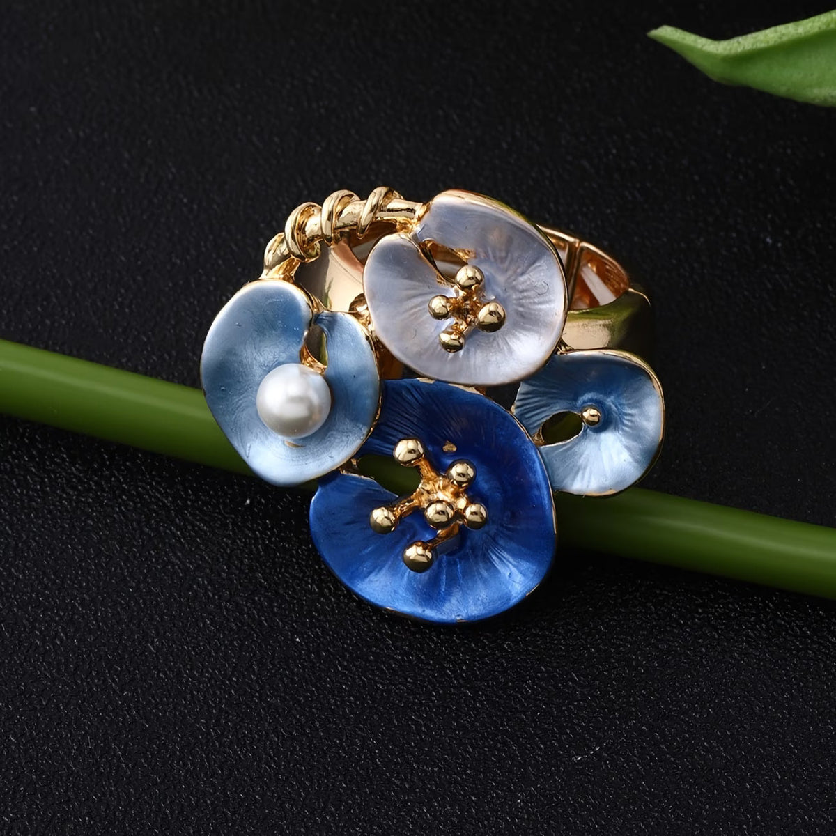 Elegant Turquoise Pearl Statement Ring