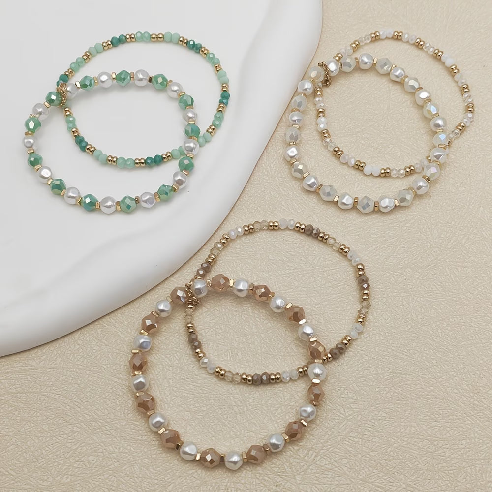 Elegant Turquoise Pearl Bracelet Set