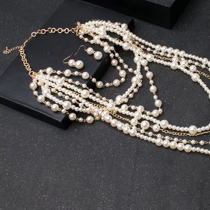 Elegant Layered Pearl Statement Set