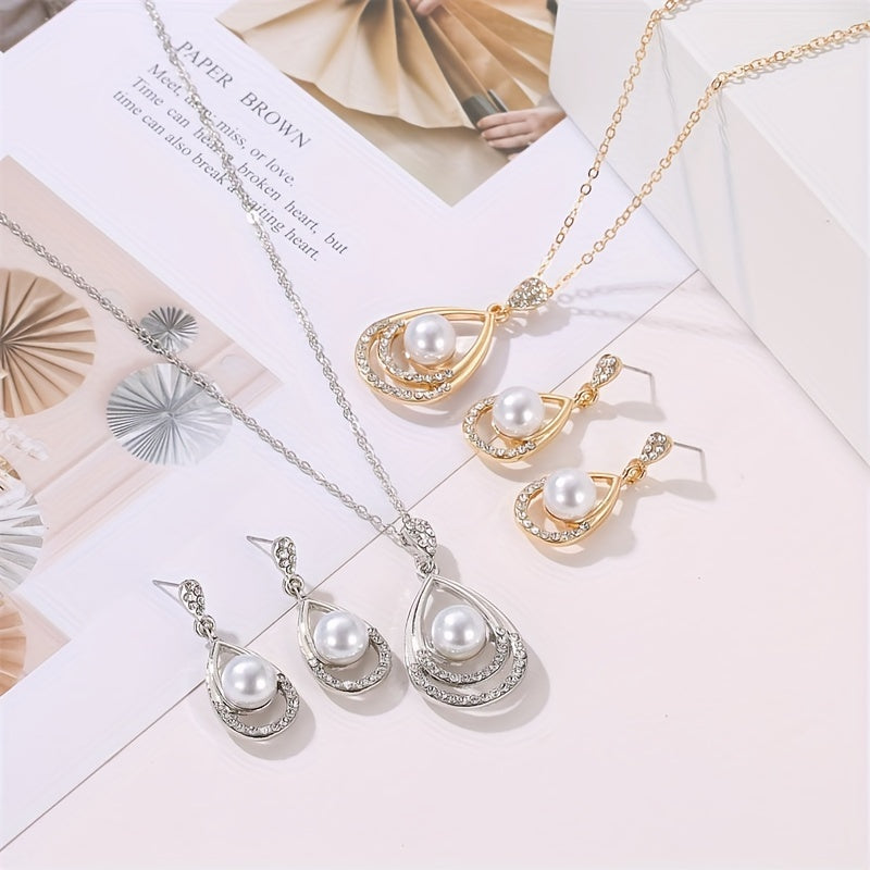 Elegant Pearl Drop Jewelry Set