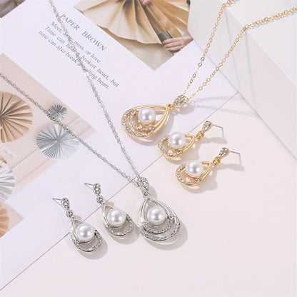 Elegant Pearl Drop Jewelry Set