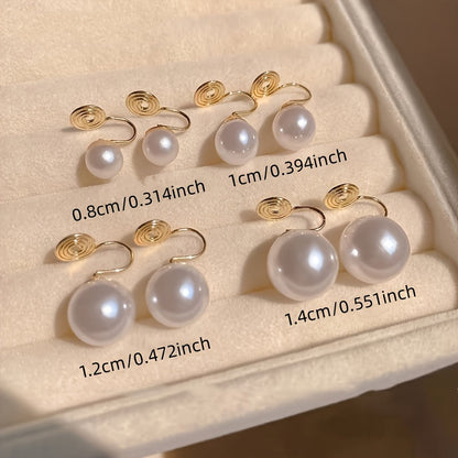 Elegant Gold Spiral Pearl Earrings