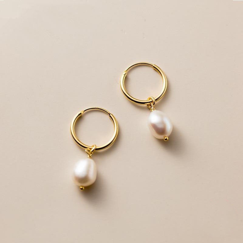 Elegant Pearl Hoop Earrings