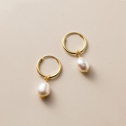 Elegant Pearl Hoop Earrings