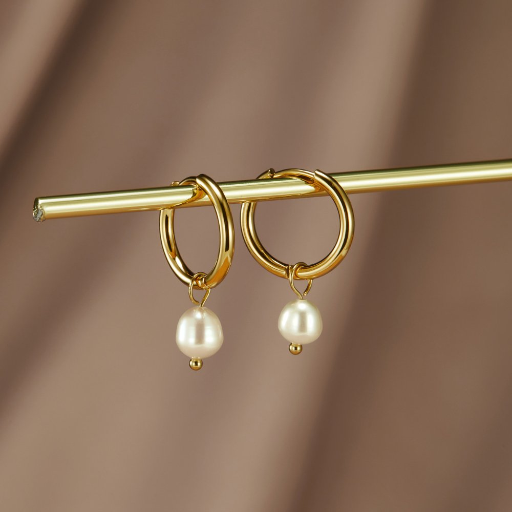 Elegant Pearl Hoop Earrings