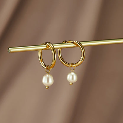 Elegant Pearl Hoop Earrings