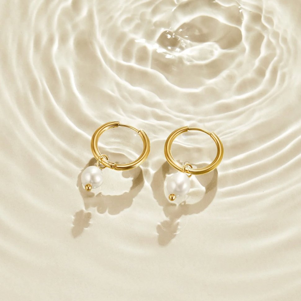 Elegant Pearl Hoop Earrings