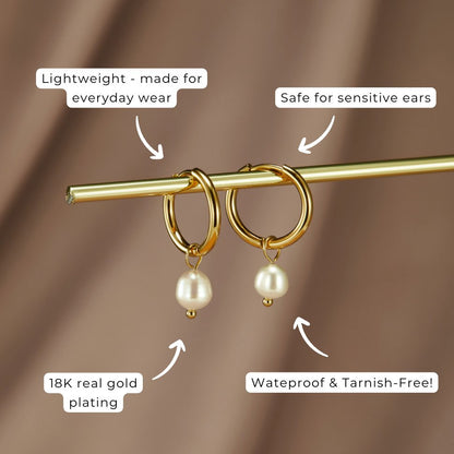 Elegant Pearl Hoop Earrings