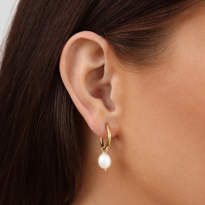 Elegant Pearl Hoop Earrings