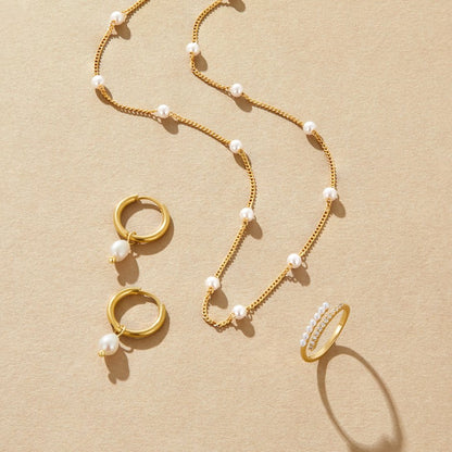 Elegant Pearl Hoop Earrings