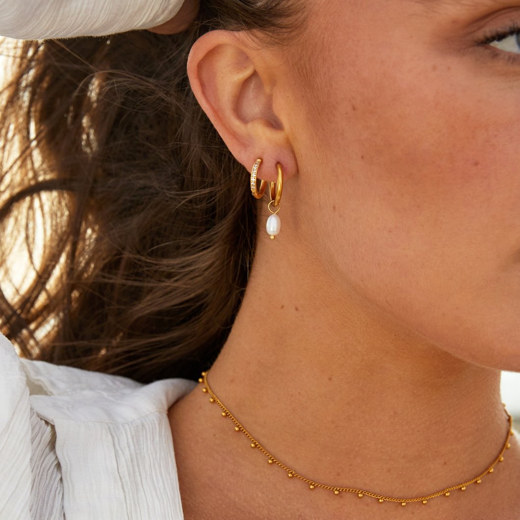 Elegant Pearl Hoop Earrings