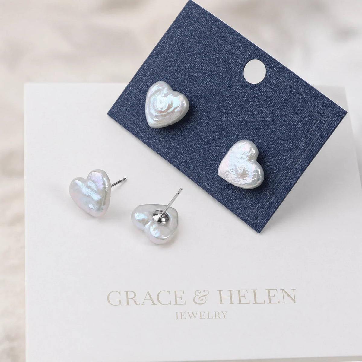 Elegant Baroque Pearl Heart Studs