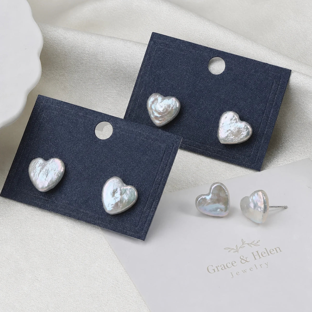 Elegant Baroque Pearl Heart Studs