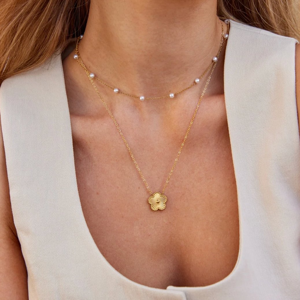 Elegant Pearl Gold Necklace