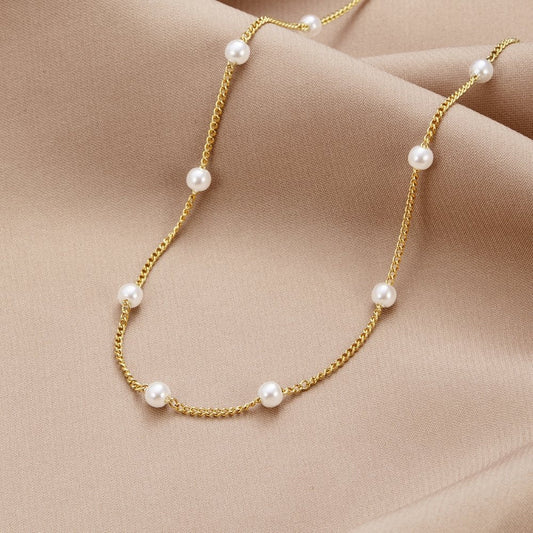 Elegant Pearl Gold Necklace