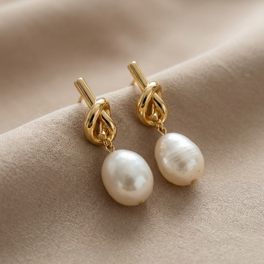 Elegant Knotted Pearl Earrings
