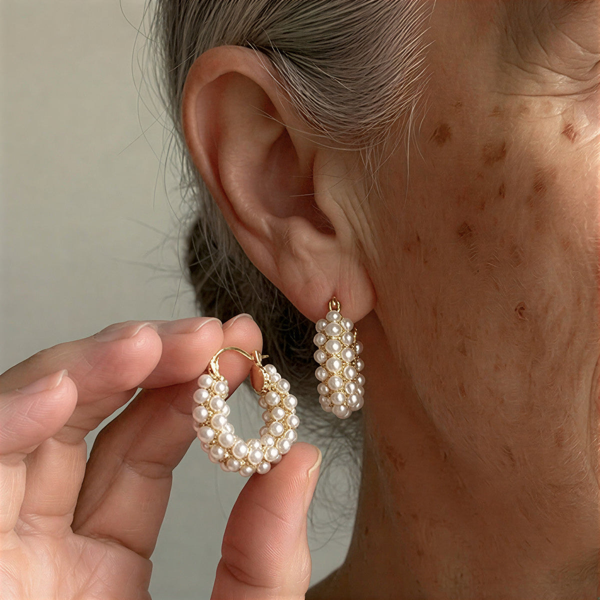 Elegant Layered Pearl Hoop Earrings