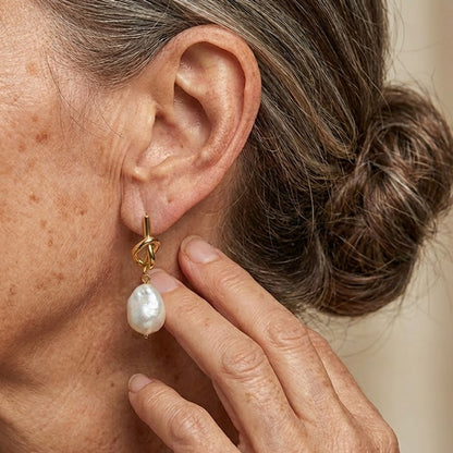Elegant Knotted Pearl Earrings