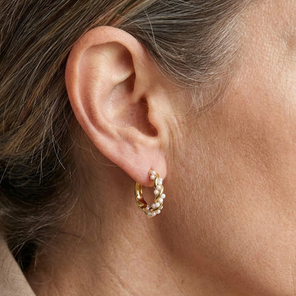 Sophisticated Twirled Pearl Hoop Earrings